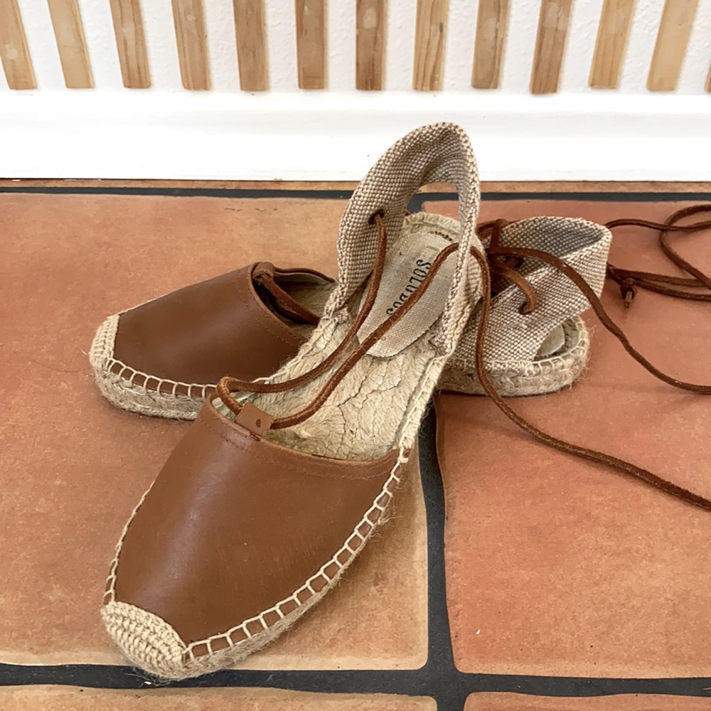 Soludos Tie Strap Espadrilles Leather Sandals